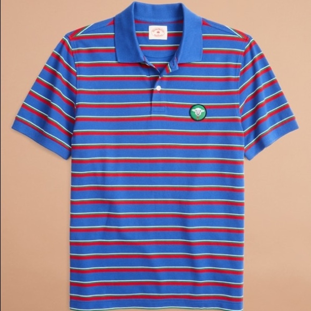 Brooks Brothers Striped Pique Patch Polo Shirt